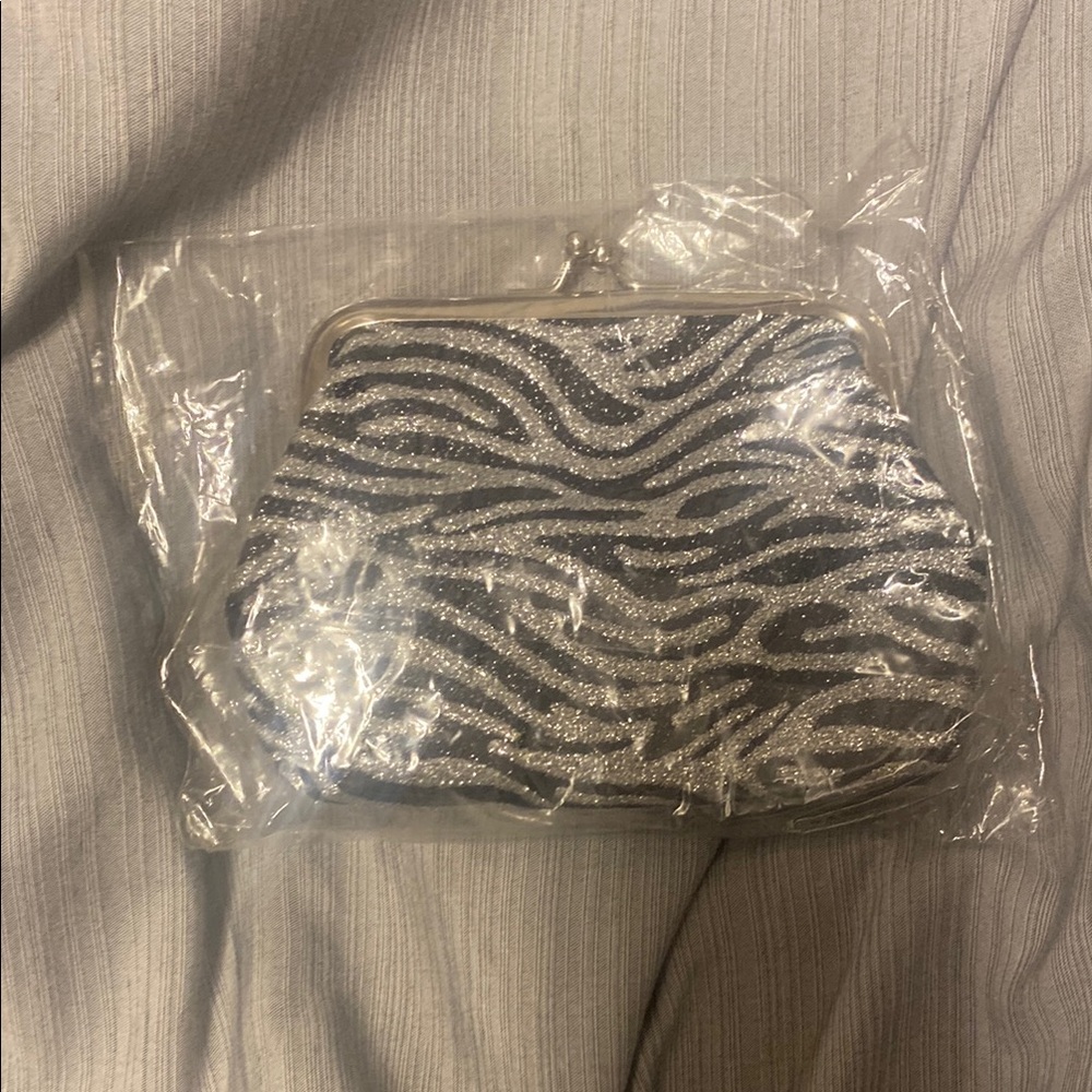 Zebra Print Silver Coin bag